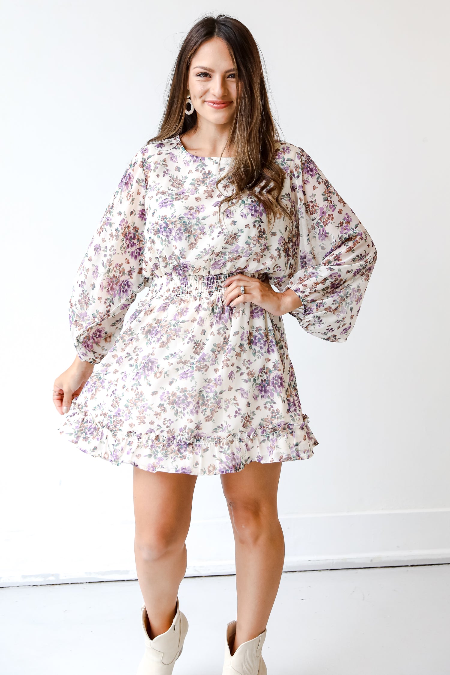Floral Mini Dress on model