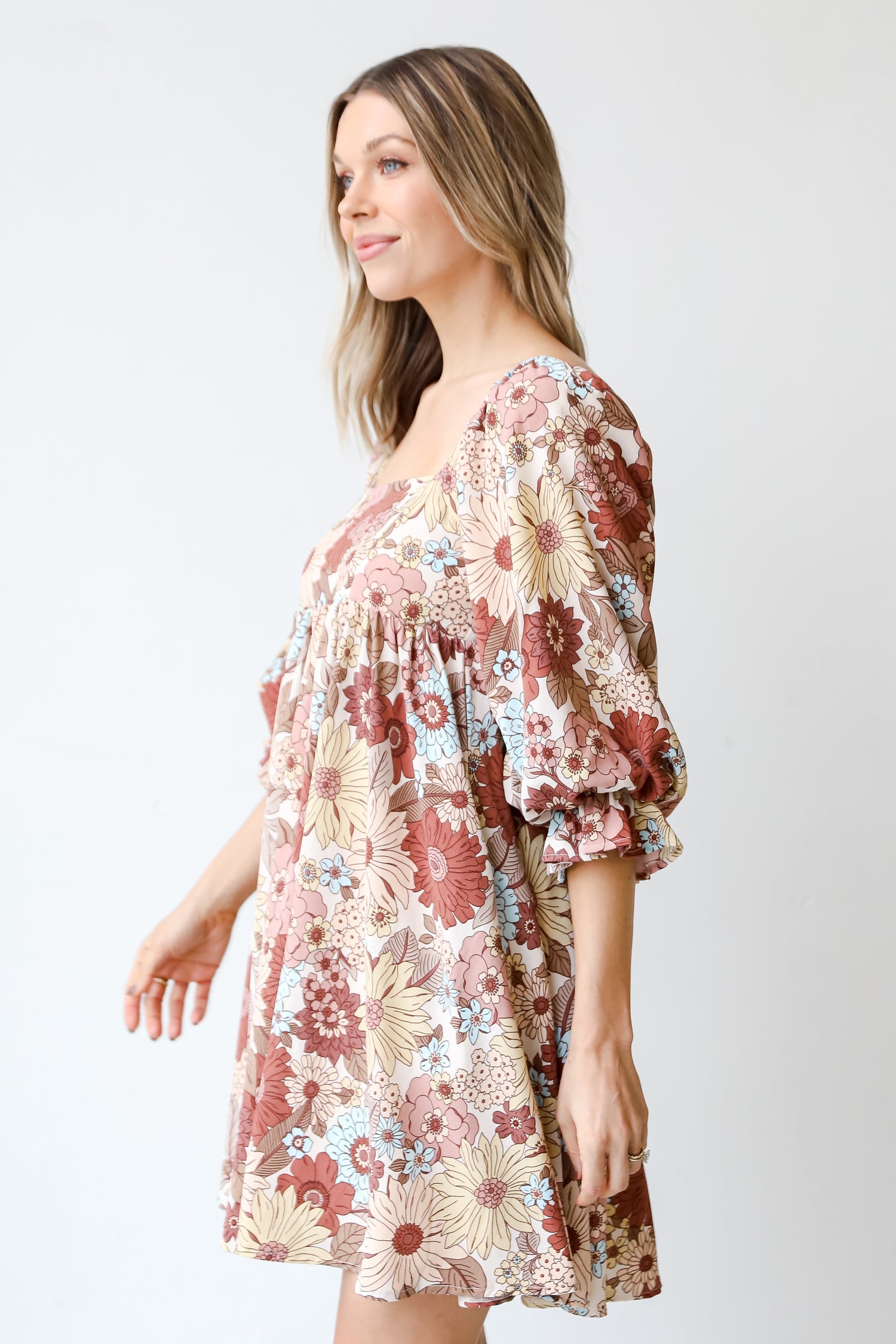 Floral Babydoll Mini Dress side view