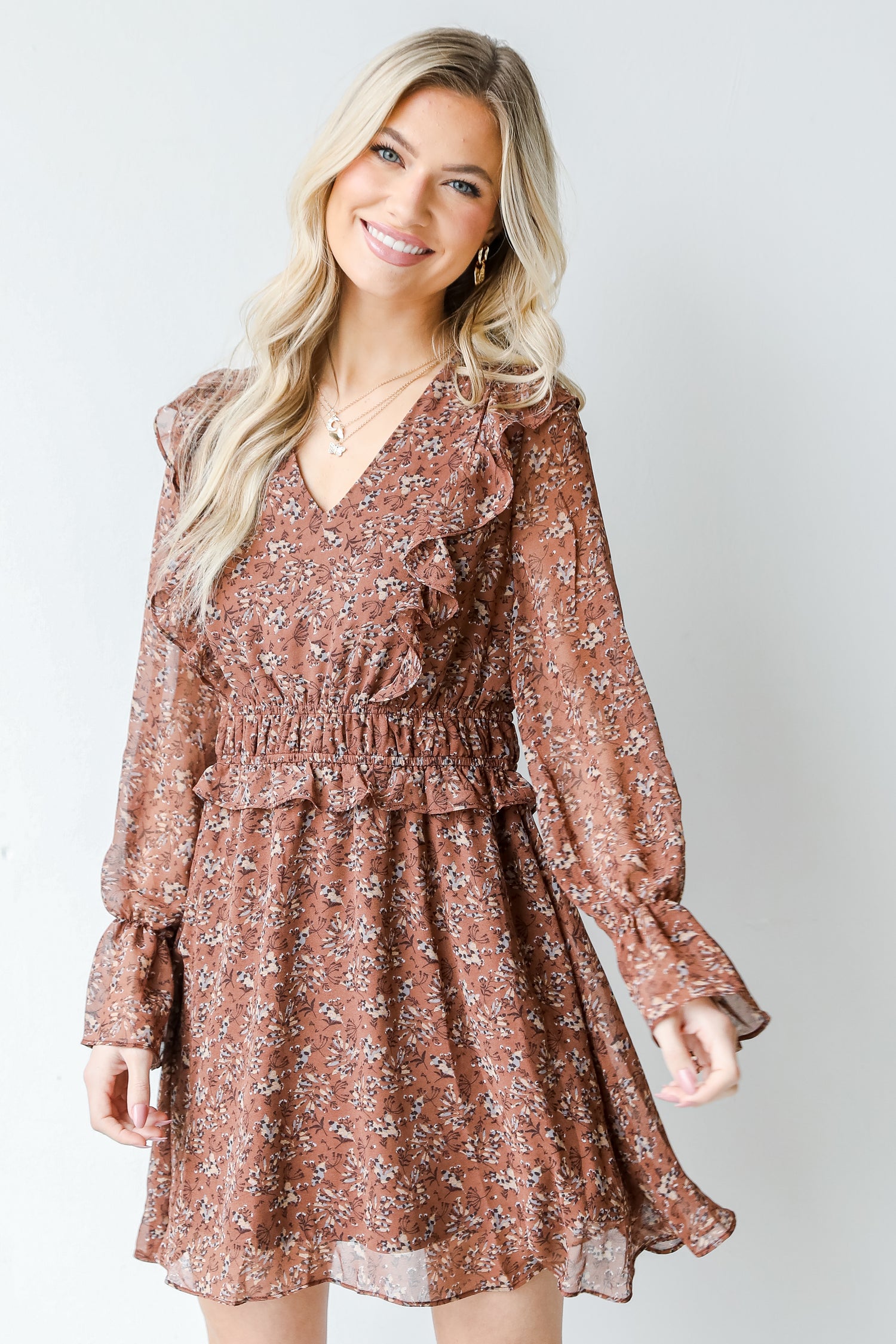 Floral Mini Dress on model