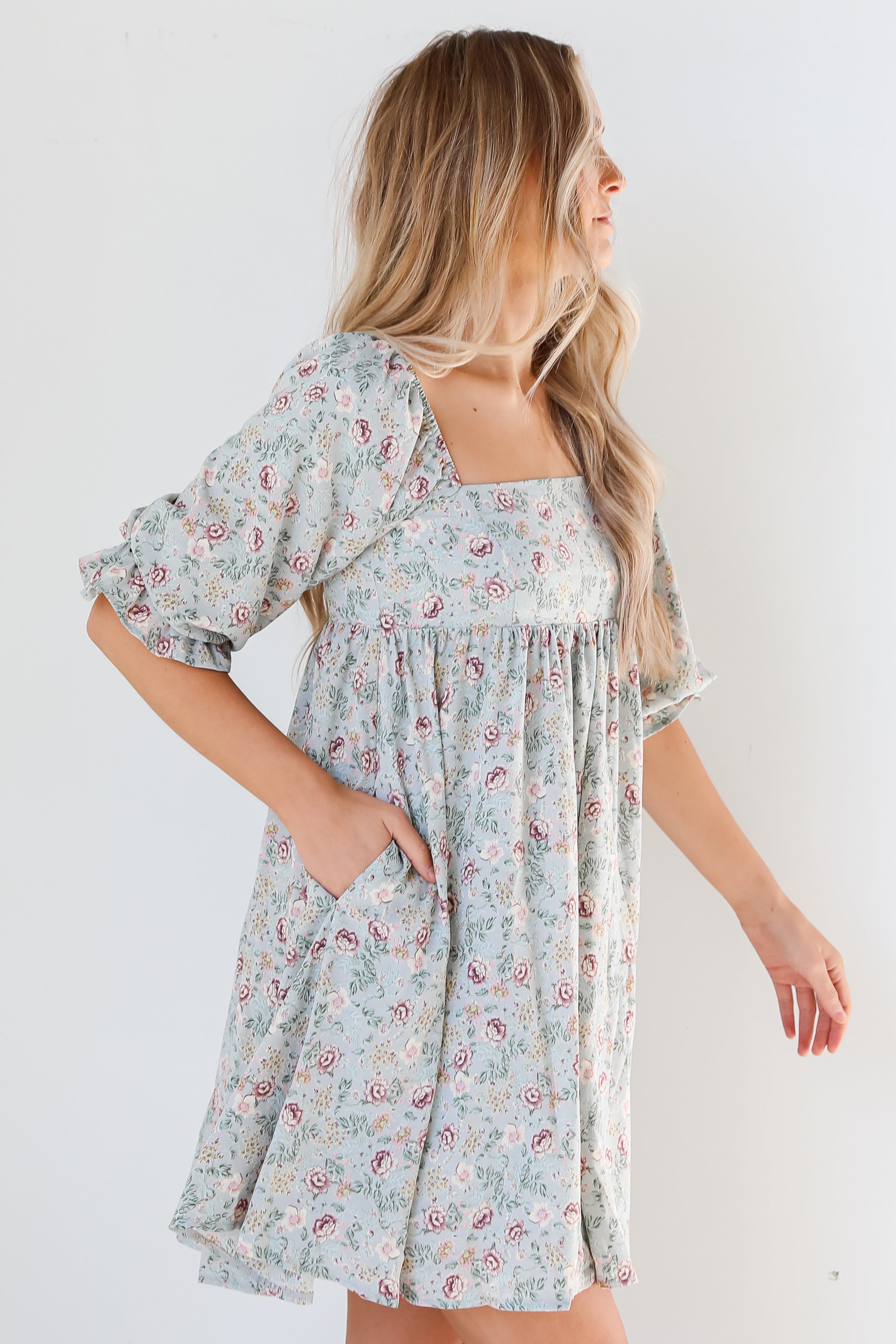 Floral Babydoll Mini Dress side view