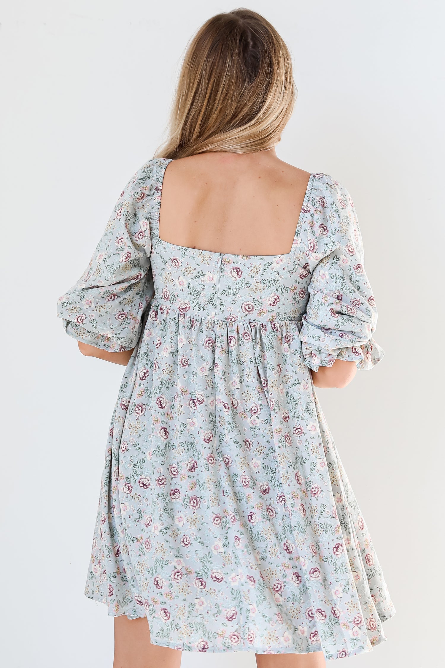Floral Babydoll Mini Dress back view
