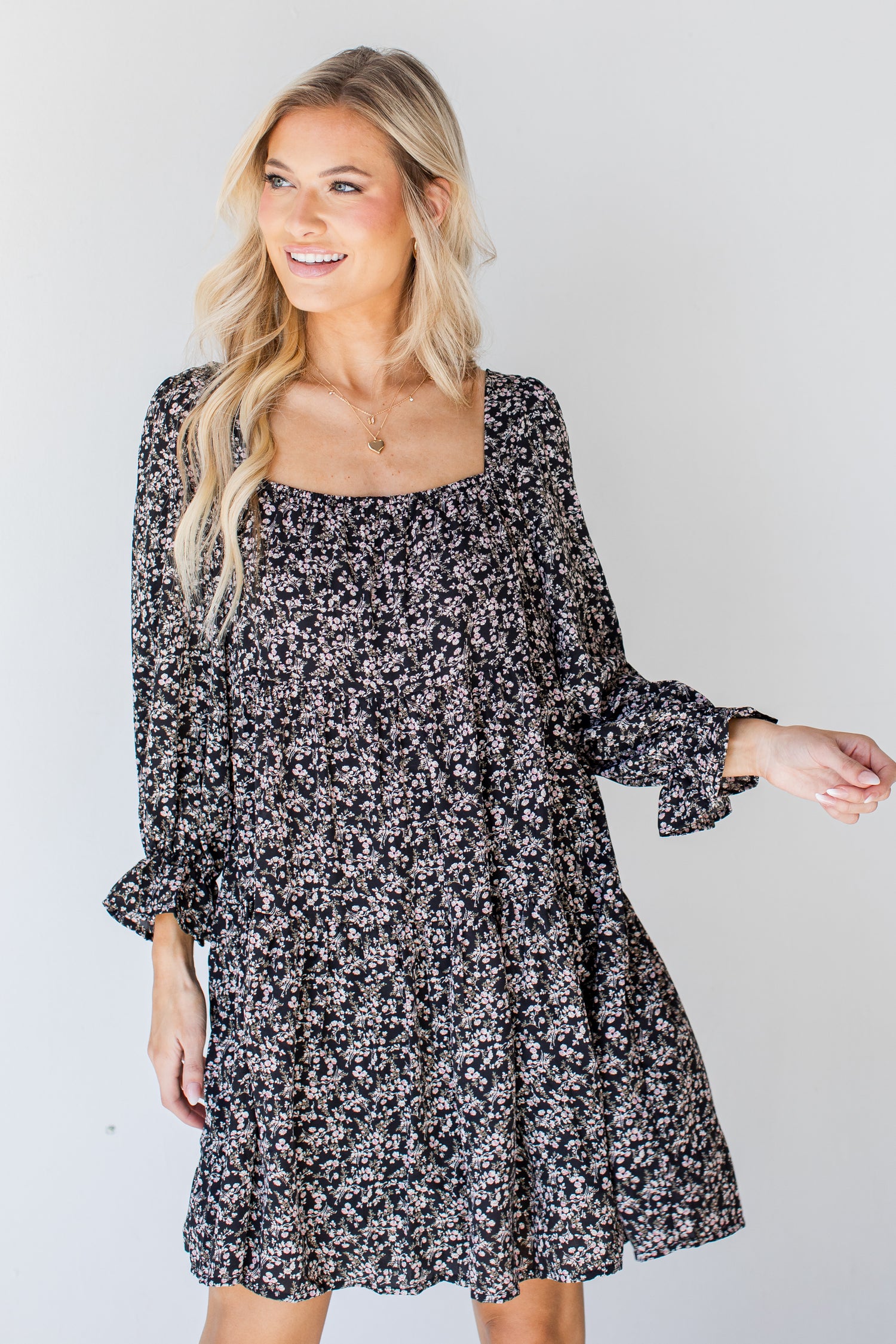 Tiered Floral Dress front view