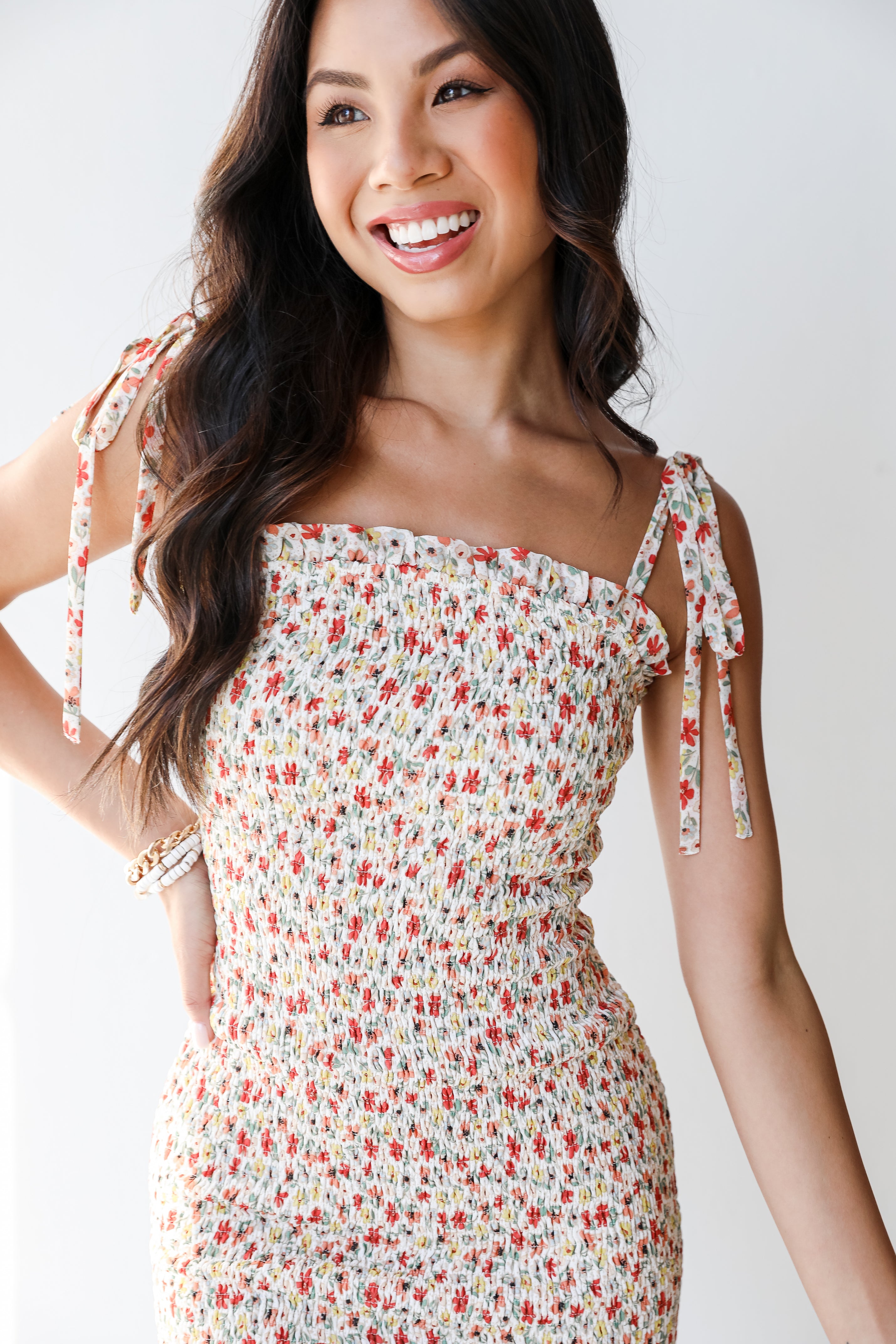 Smocked Floral Mini Dress from dress up