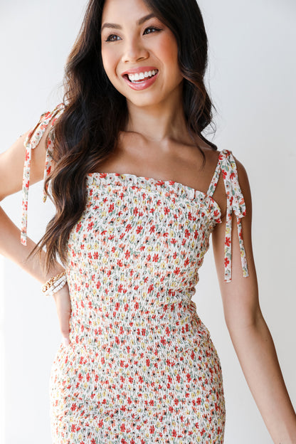 Smocked Floral Mini Dress from dress up