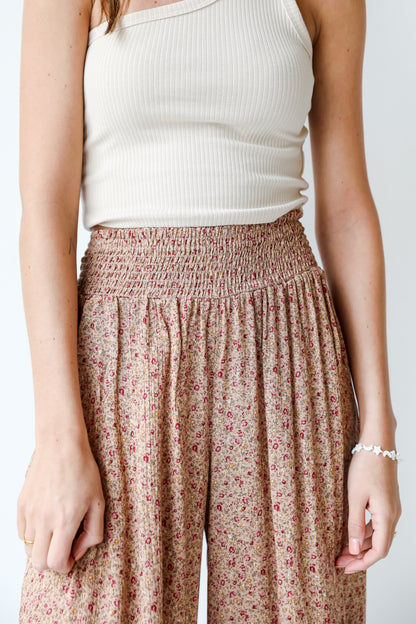 Floral Wide Leg Pants close up