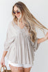 Gingham Blouse in grey on model