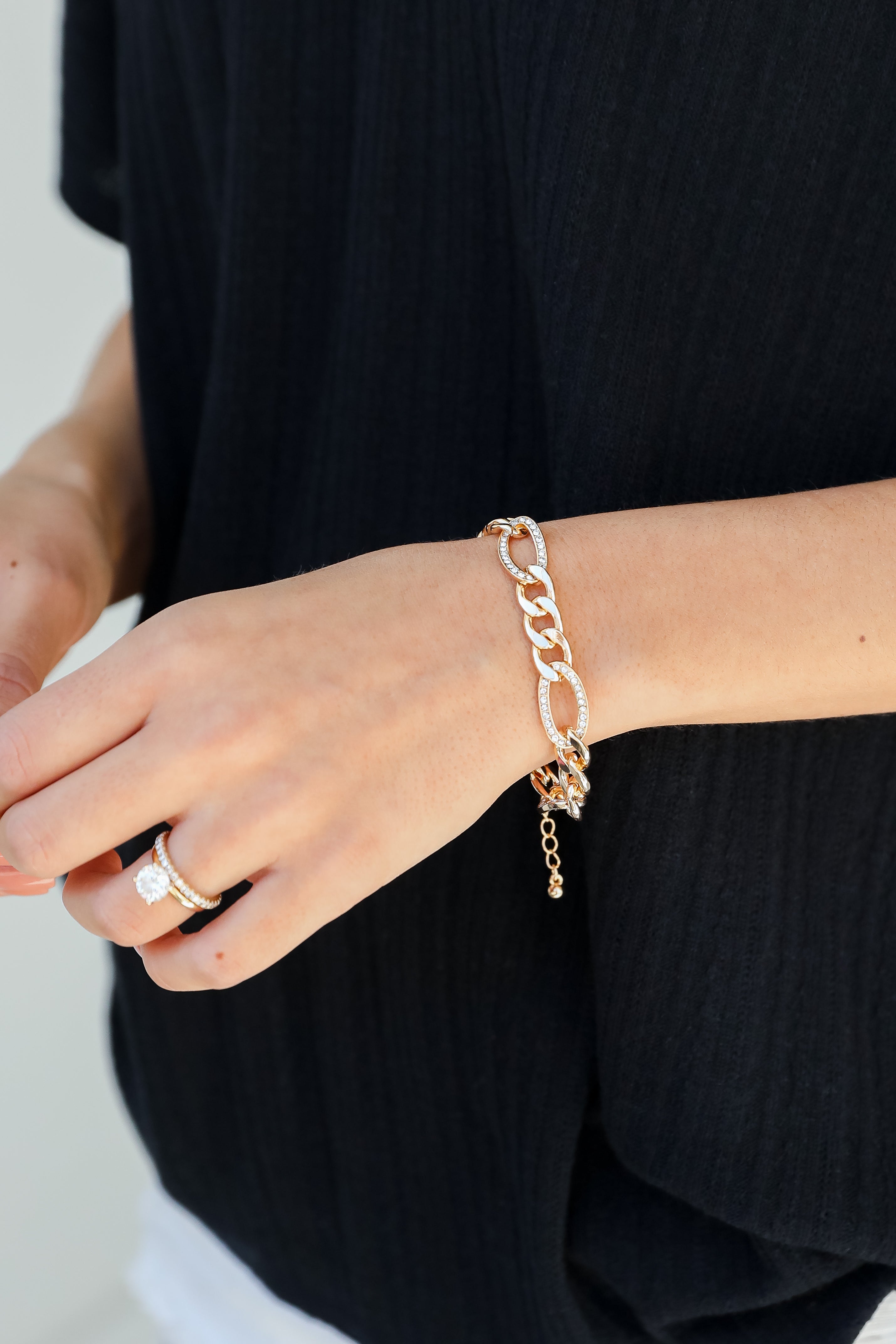 Gold Rhinestone Chain Bracelet