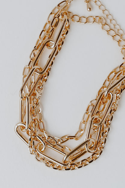 Gold Layered Chain Bracelet flat lay