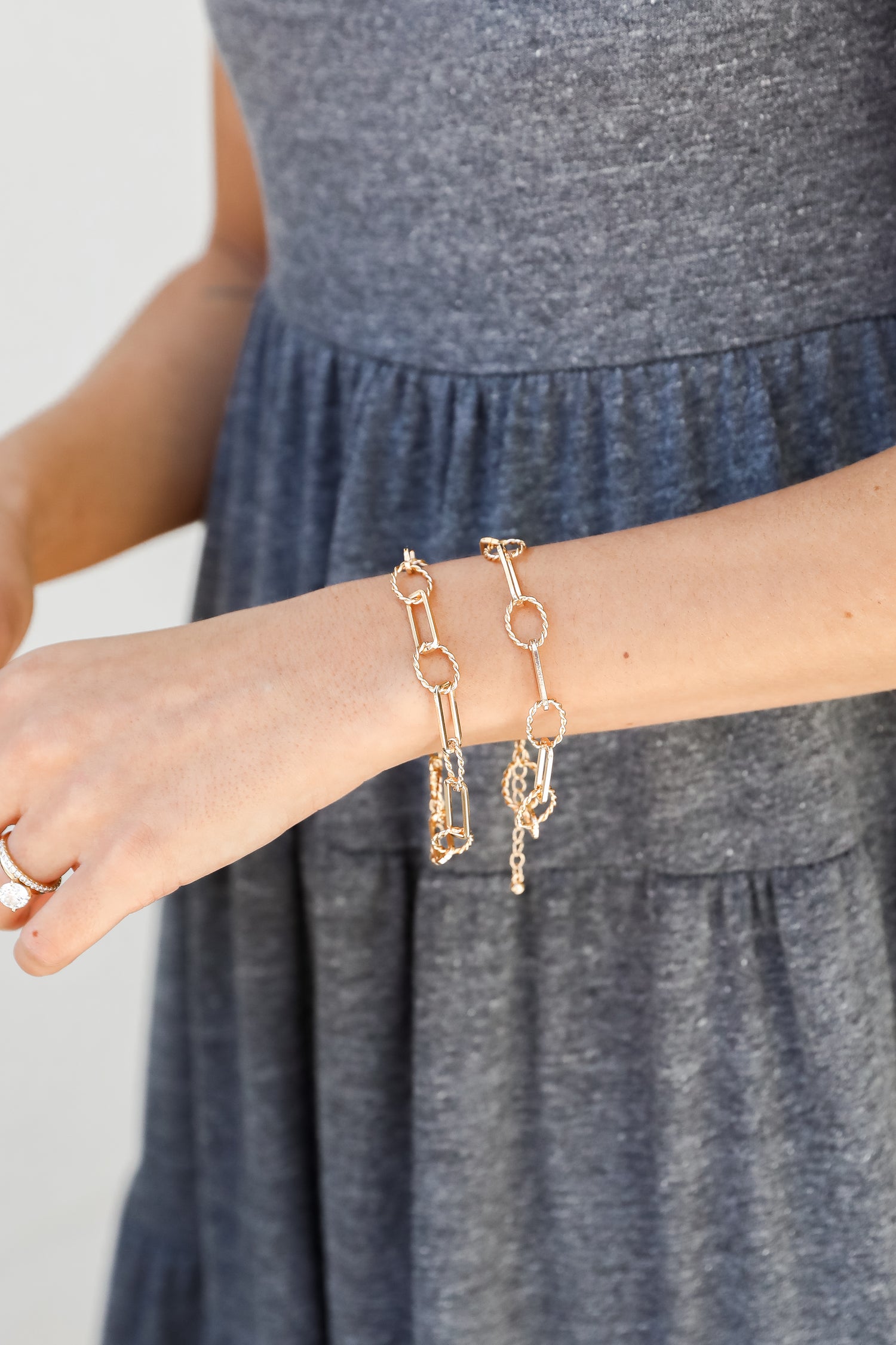 Layered Chain Bracelet on model