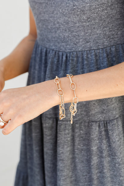 Layered Chain Bracelet on model