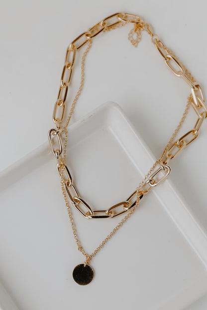 Gold Layered Chain Necklace flat lay