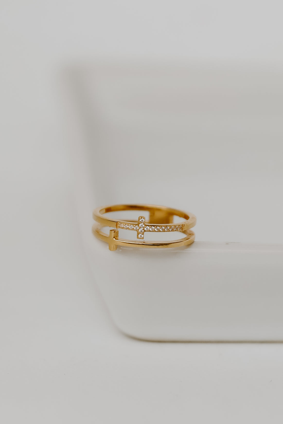 Gold Rhinestone Cross Ring from dress up