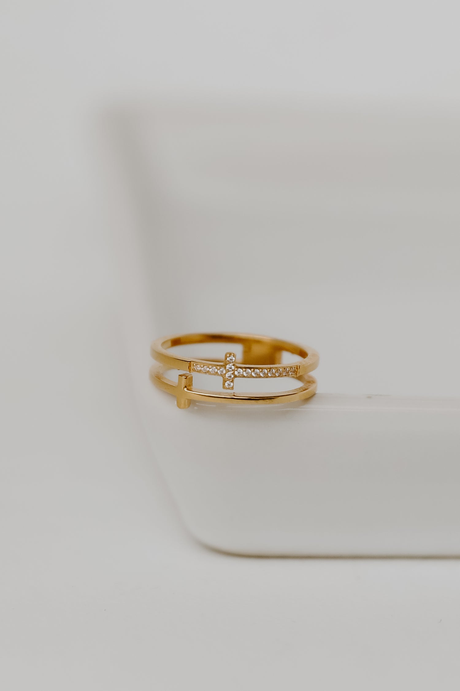Gold Rhinestone Cross Ring from dress up