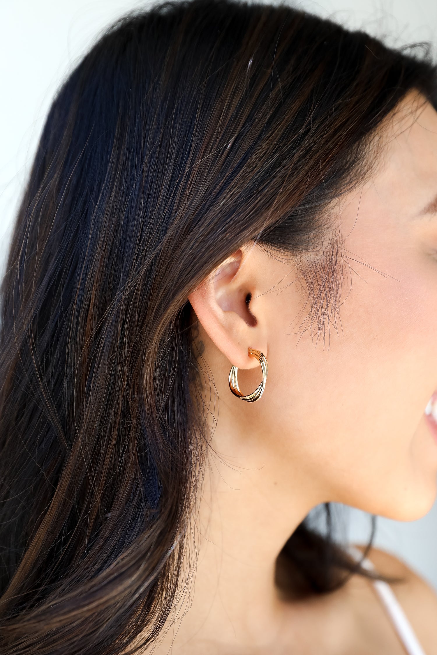 Gold Twisted Hoop Earrings