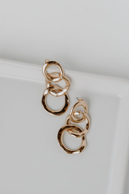Gold Chainlink Drop Earrings flat lay