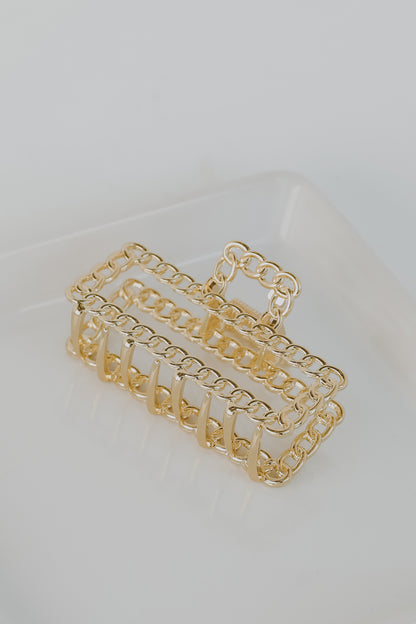 Gold Chainlink Claw Hair Clip flat lay