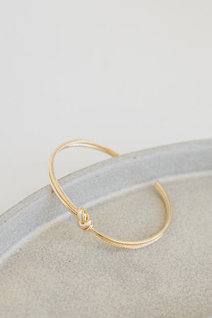 Gold Knot Cuff Bracelet close up