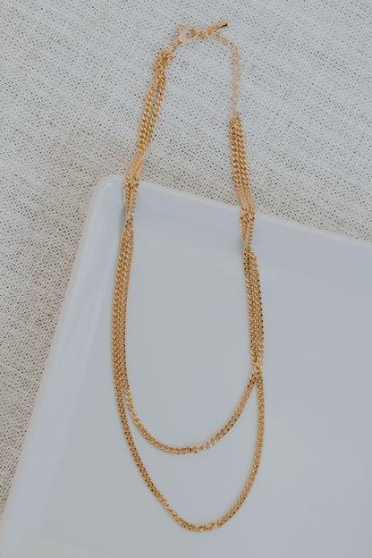 Gold Layered Chain Necklace flat lay