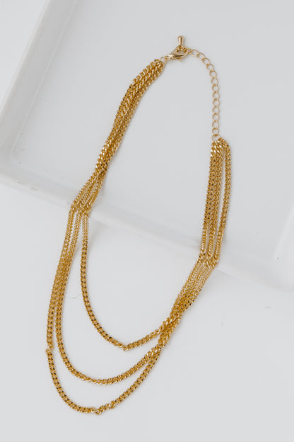 Gold Layered Chain Necklace flat lay
