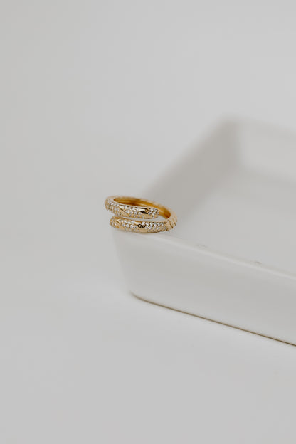 Gold Rhinestone Ring flat lay