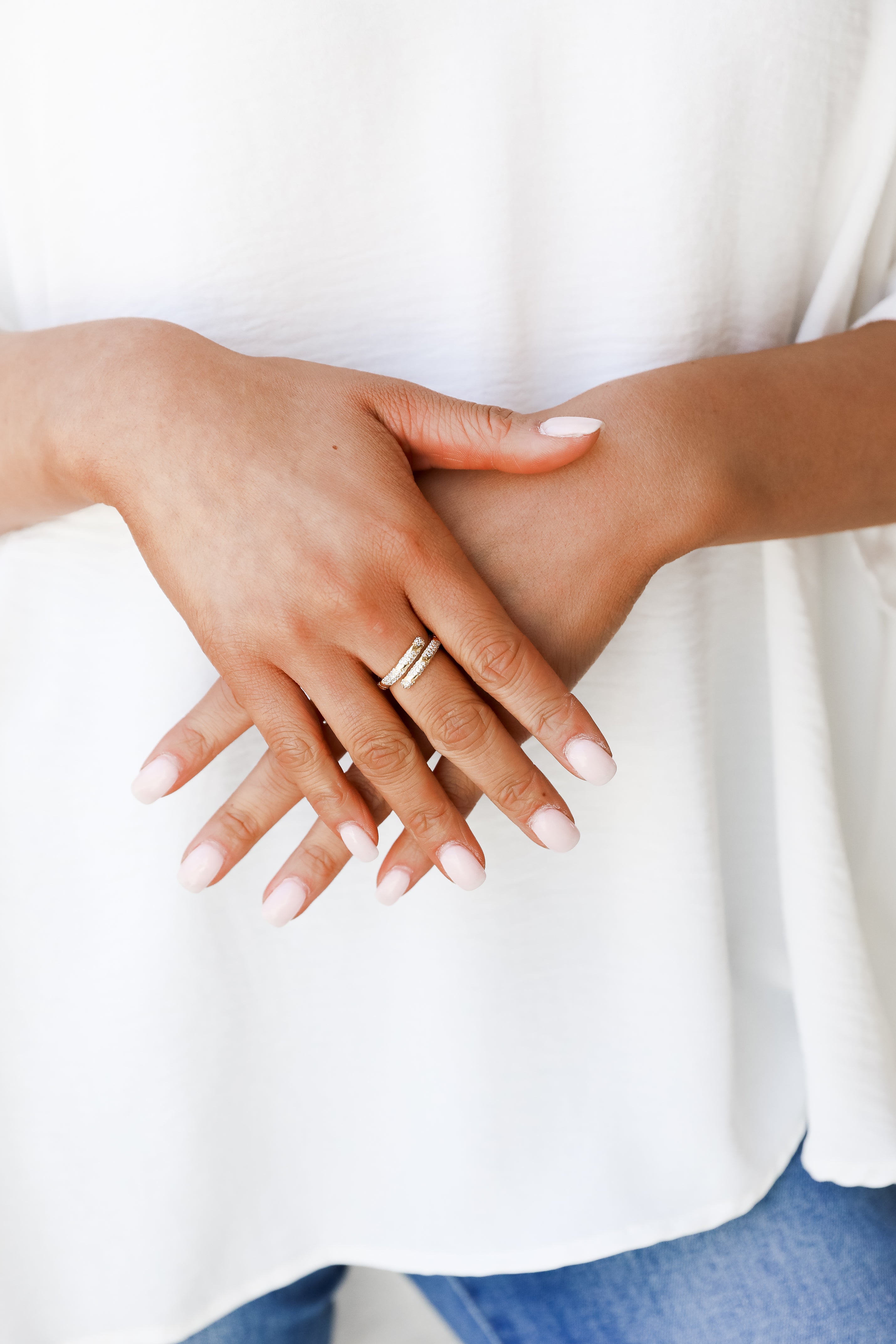 Gold Rhinestone Ring on model