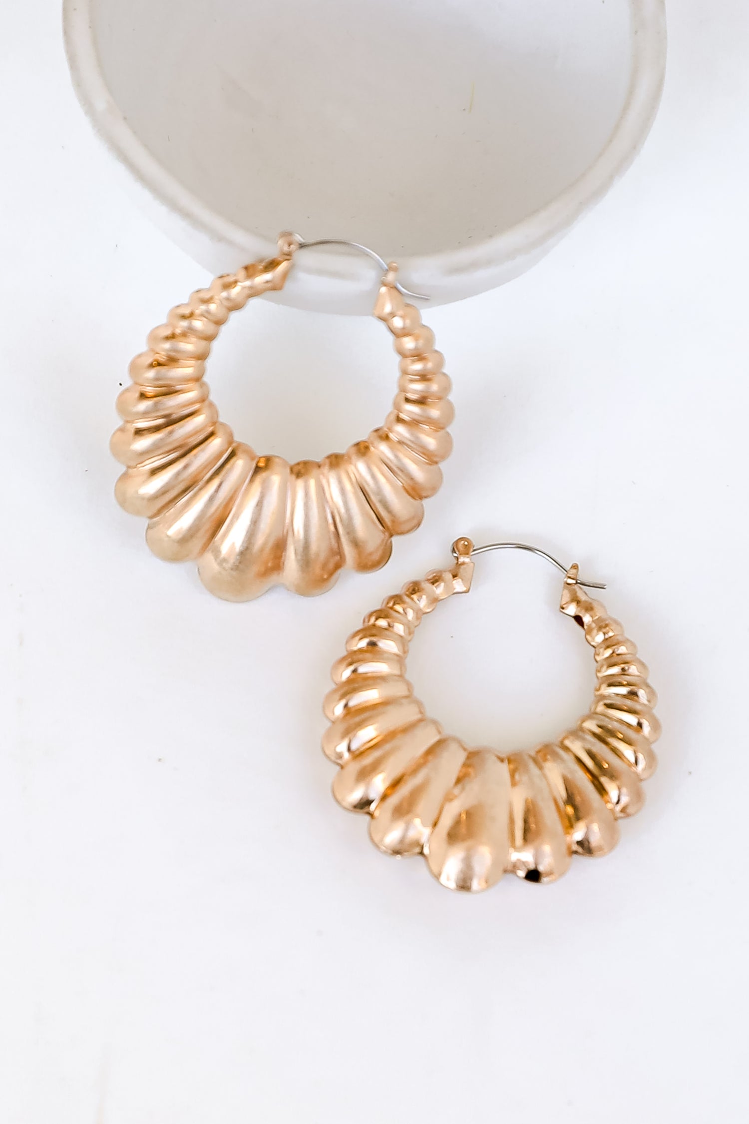 Gold Statement Hoop Earrings close up