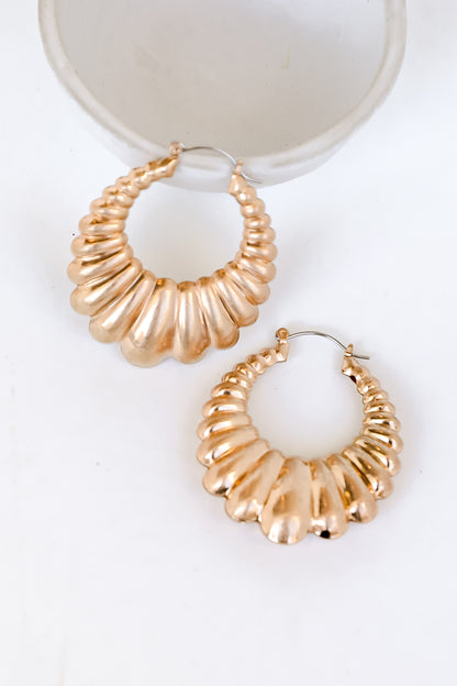 Gold Statement Hoop Earrings close up
