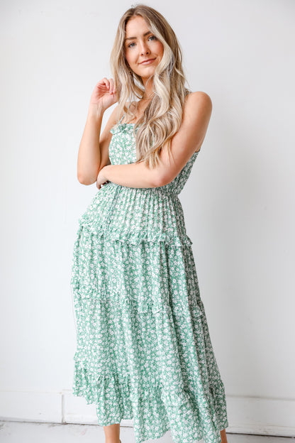 Tiered Floral Maxi Dress front view