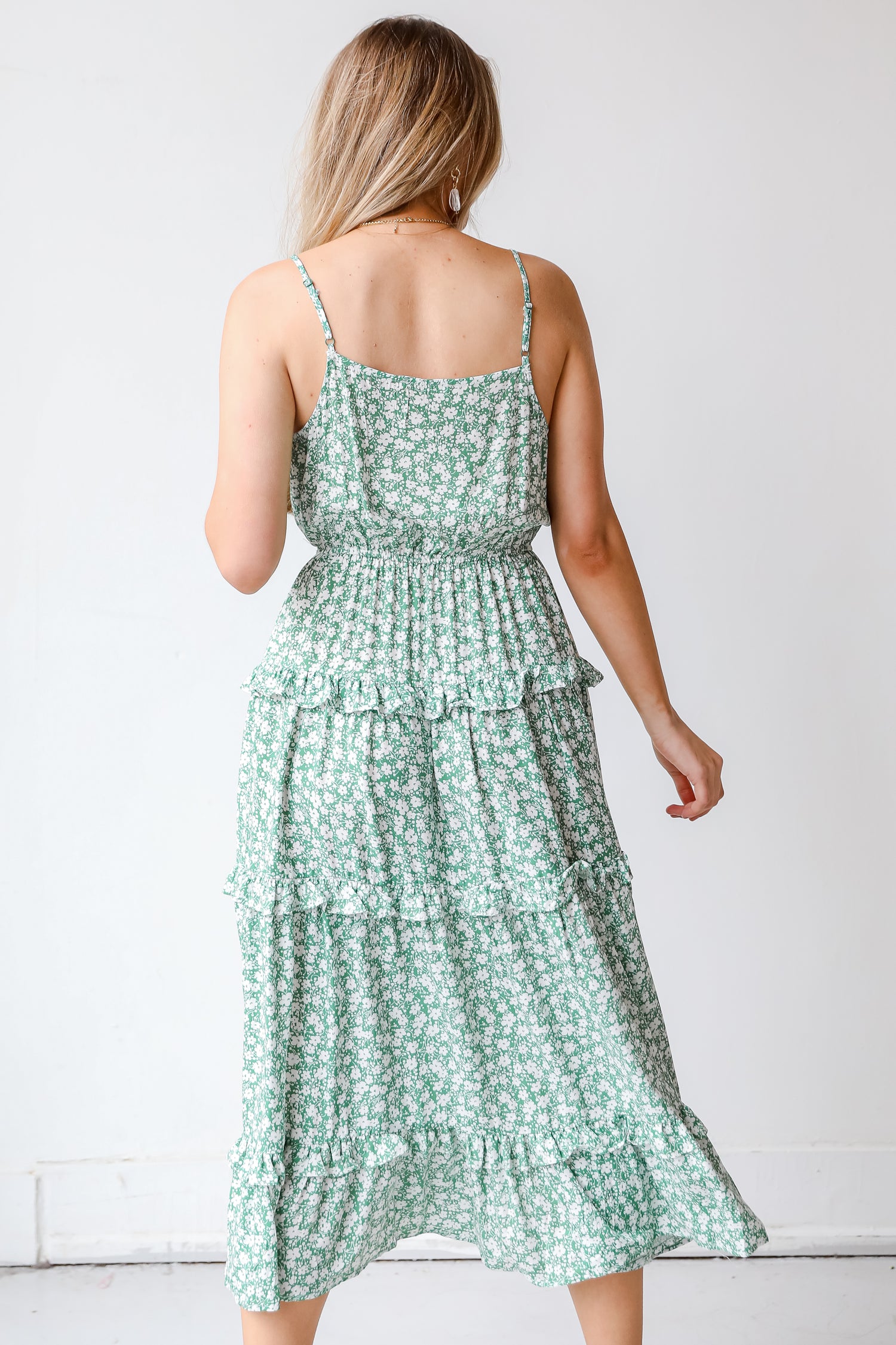 Tiered Floral Maxi Dress back view