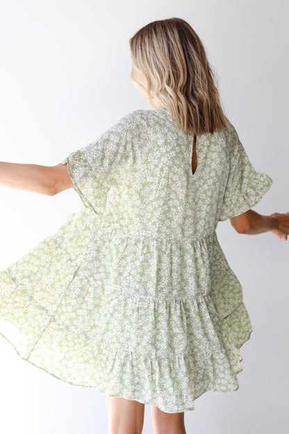 Tiered Floral Mini Dress back view
