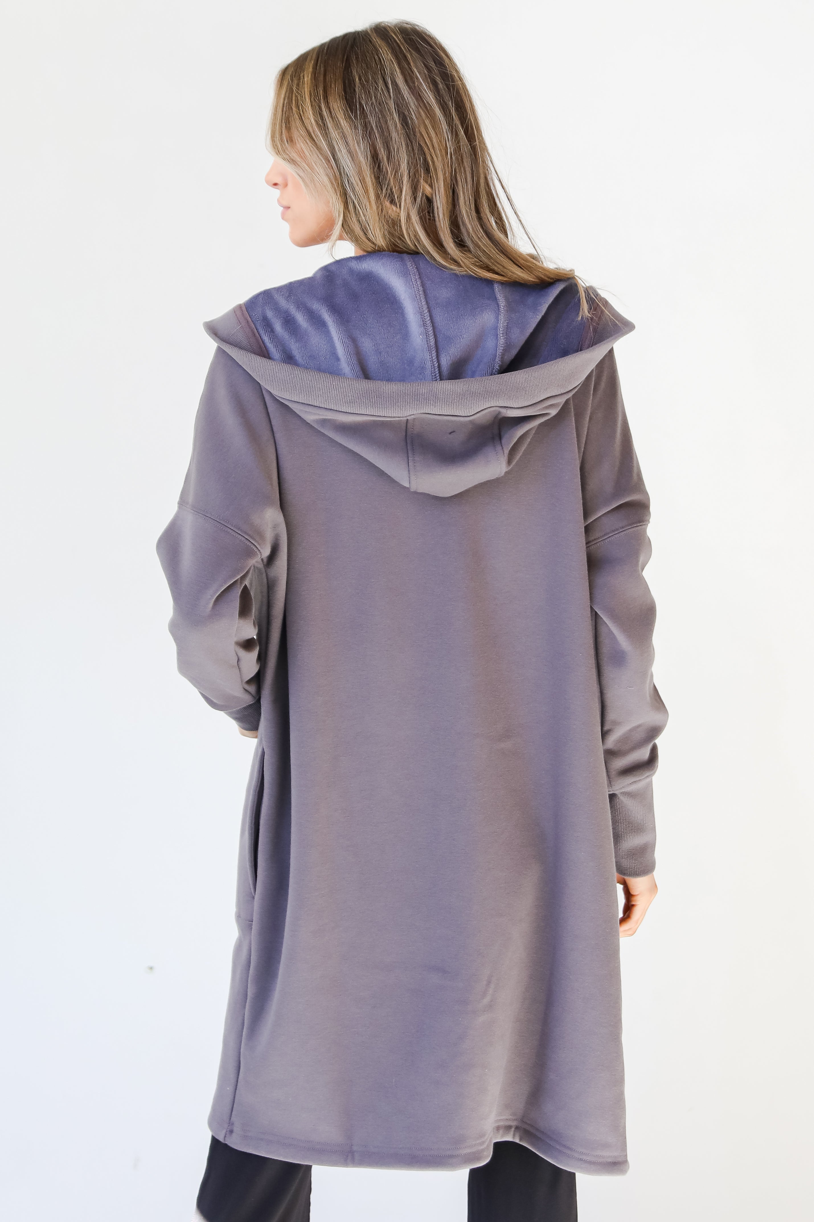 fleece Hooded Cardigan back view
