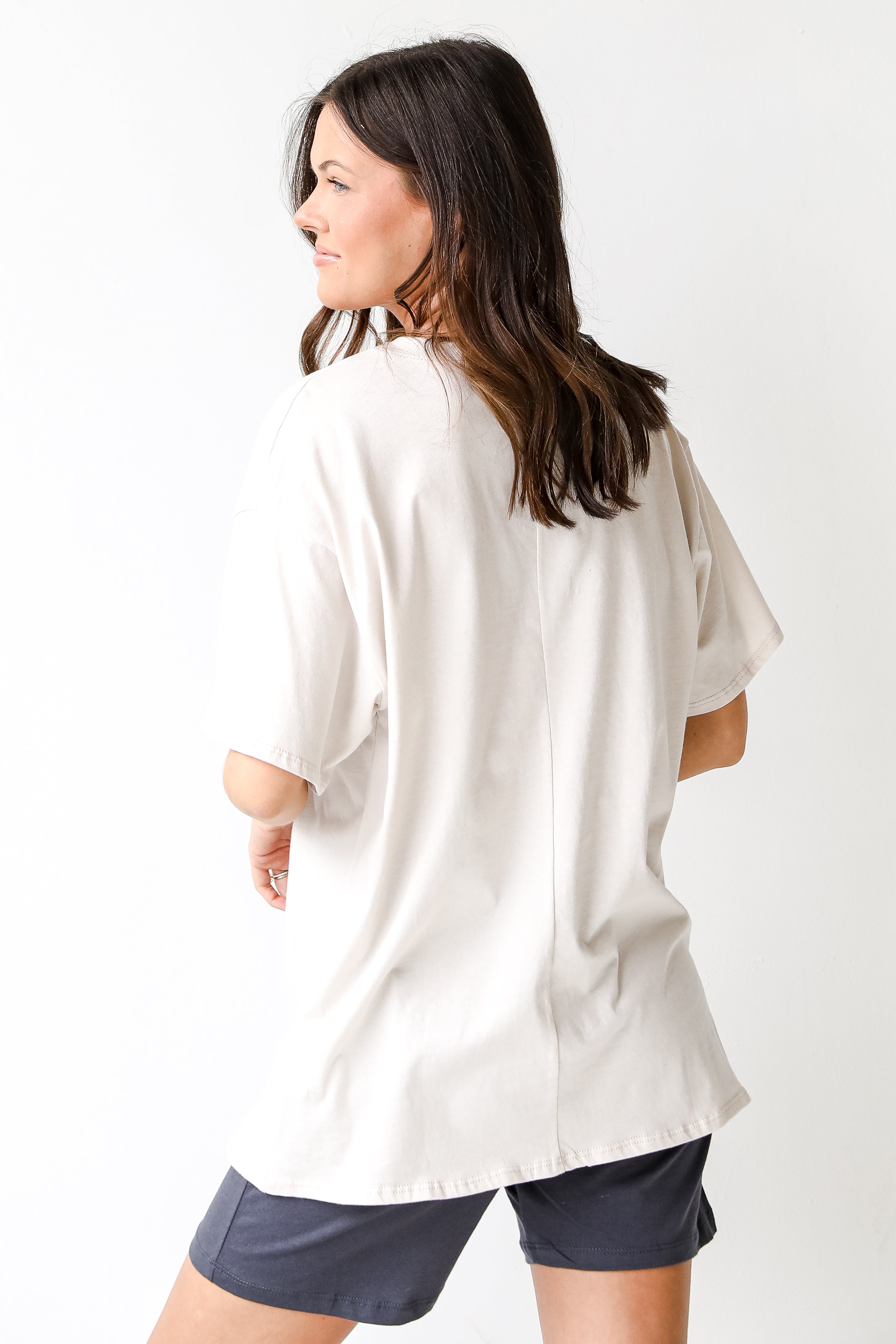 Be Happy Smiley Face Graphic Tee back view