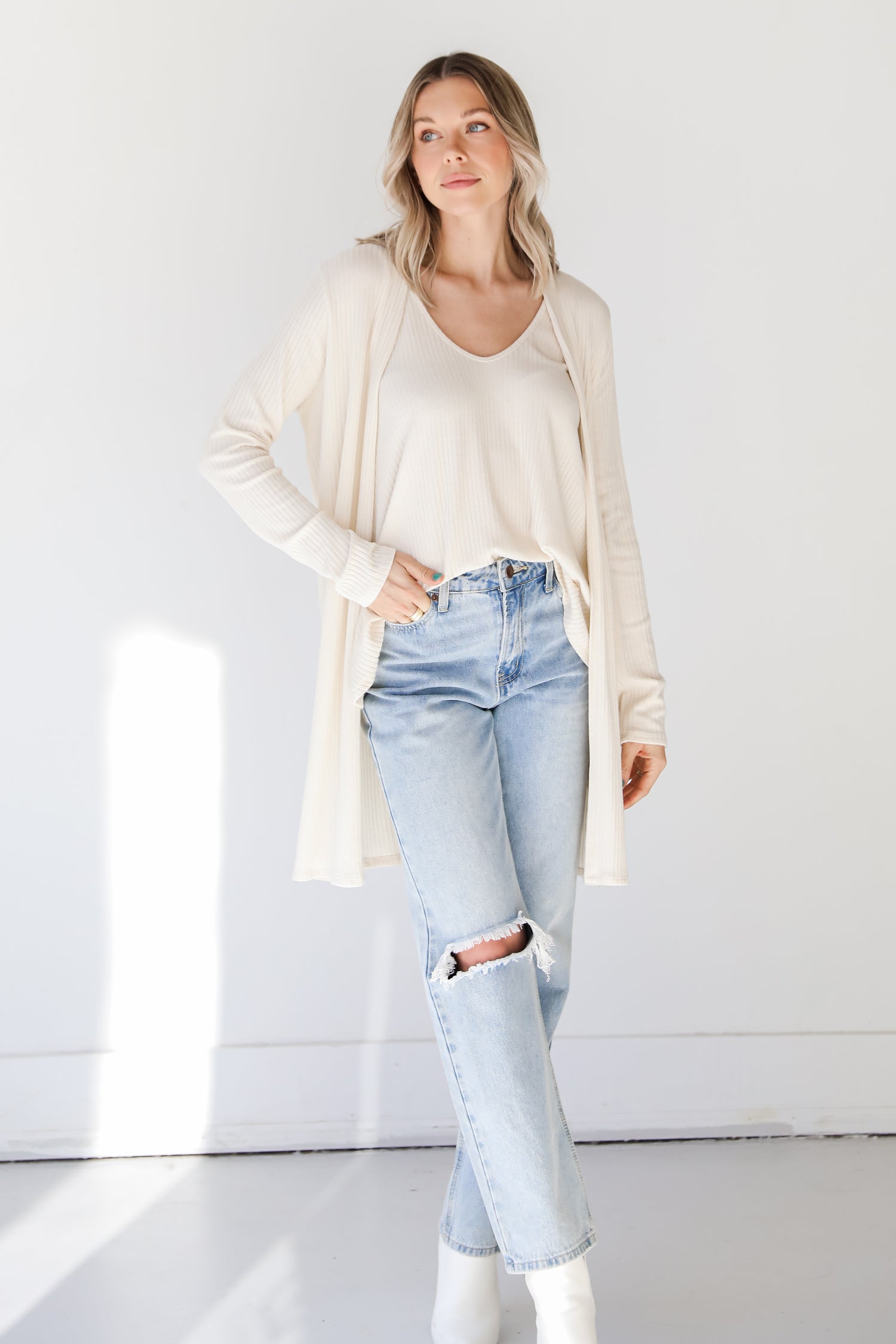 Ribbed Cardigan with matching tank