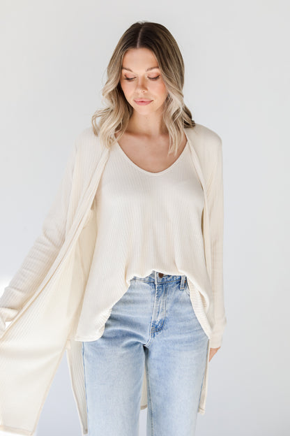 Ribbed Cardigan front view