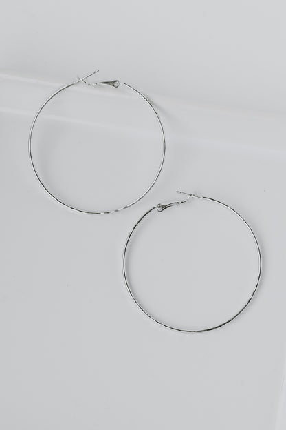 Hammered Hoop Earrings in silver