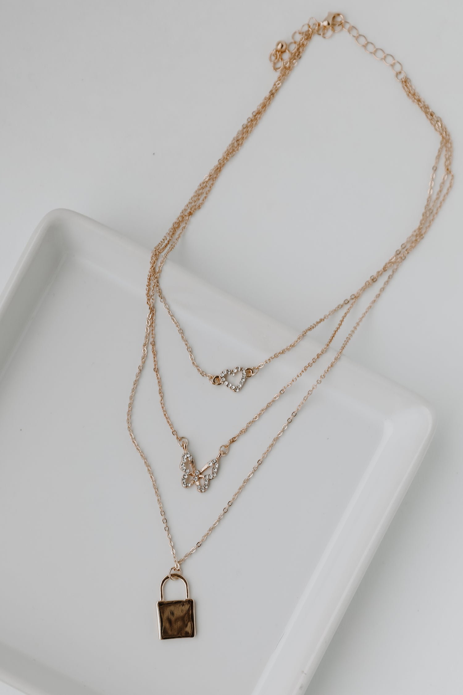 Gold Layered Necklace flat lay