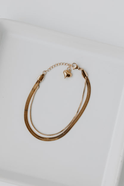 Gold Layered Chain Bracelet flat lay