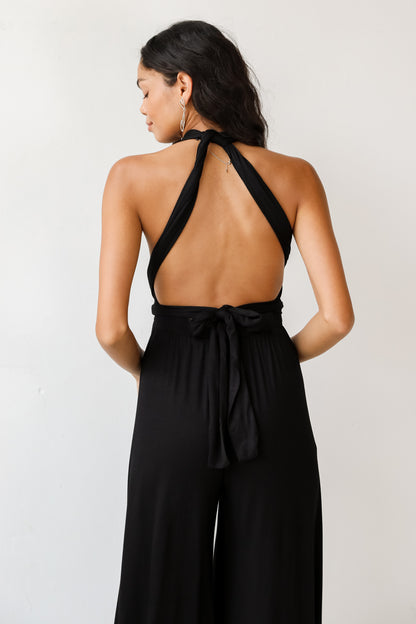 black Jumpsuit back view close up