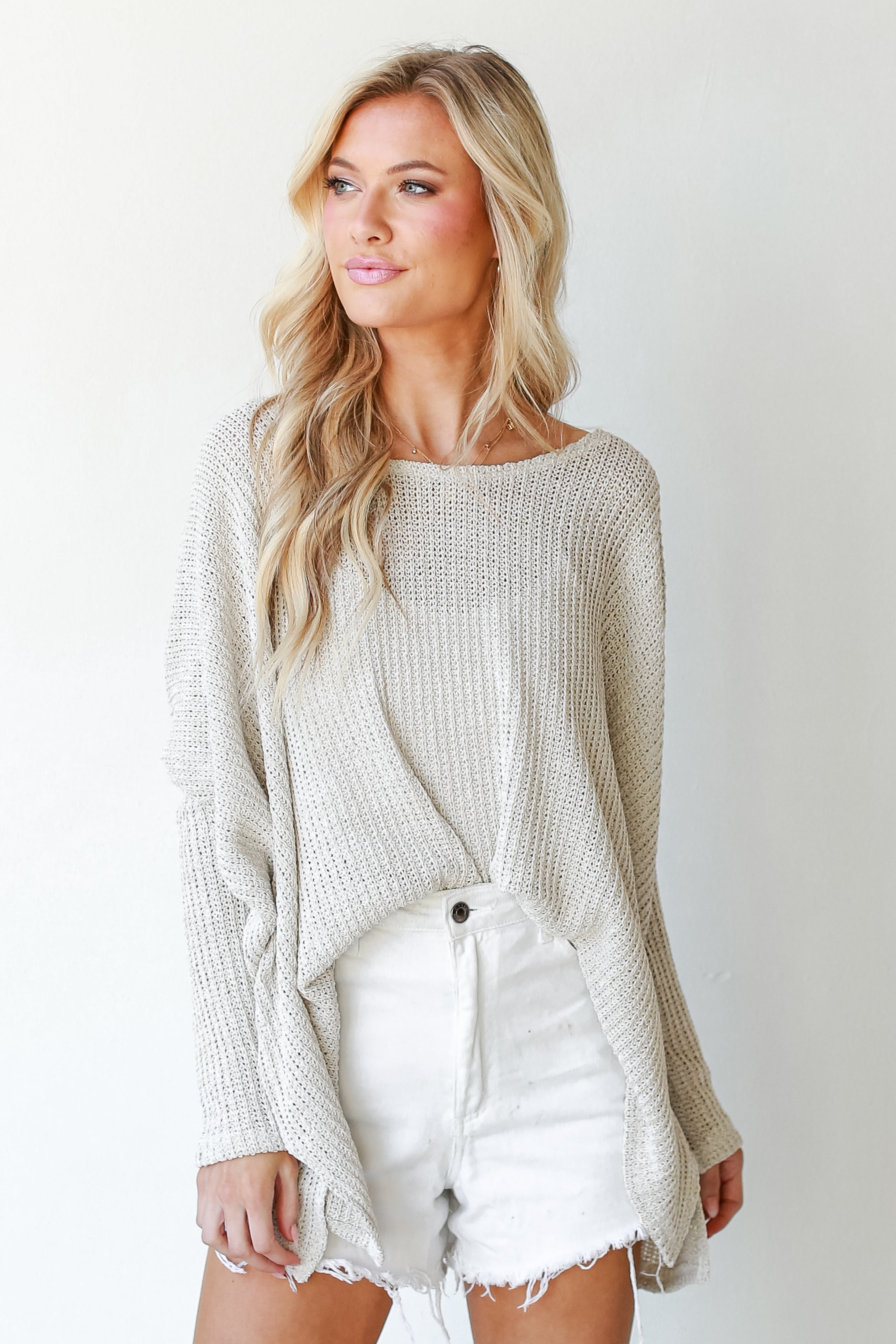 Loose Knit Sweater on model