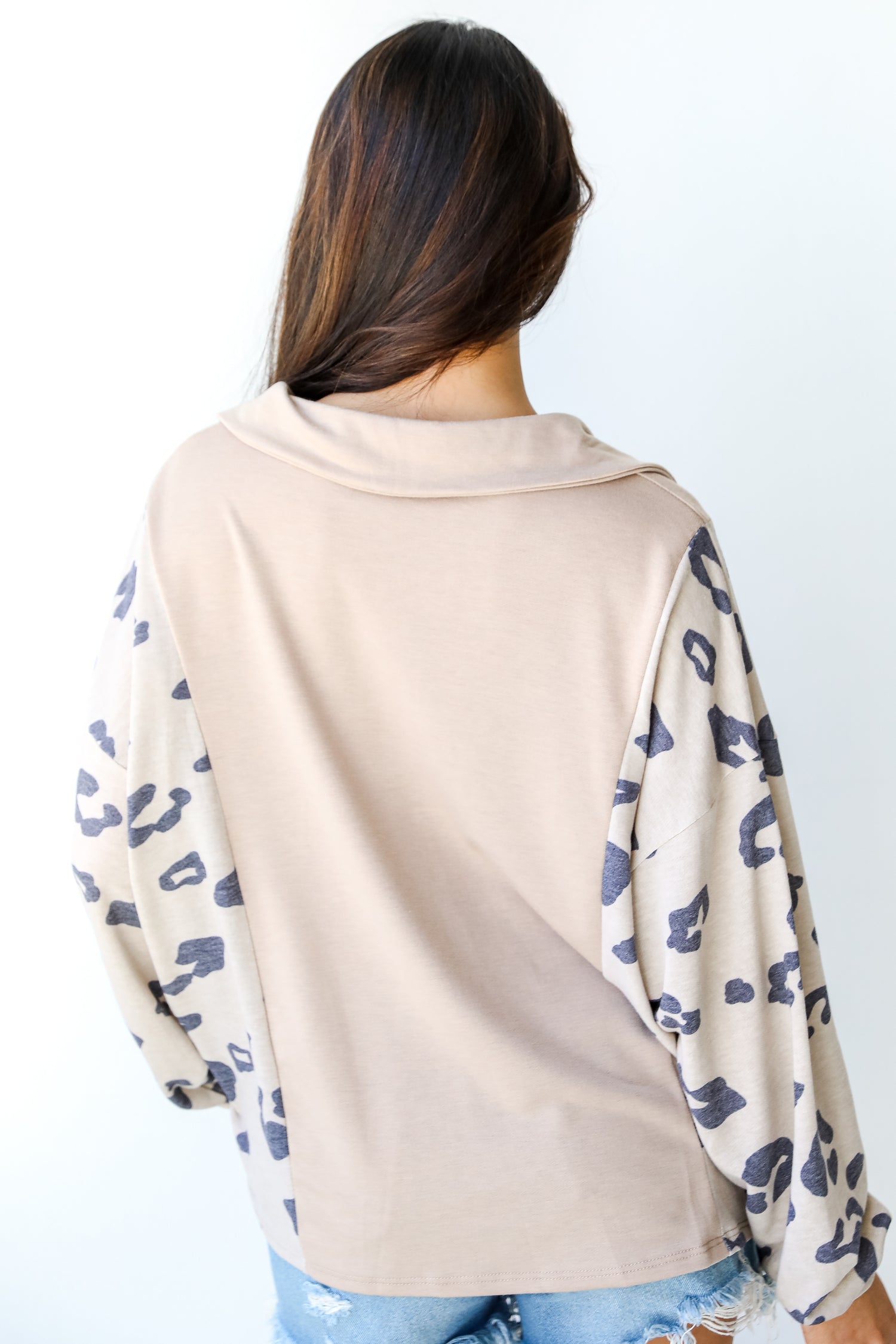 Leopard Collared Top back view
