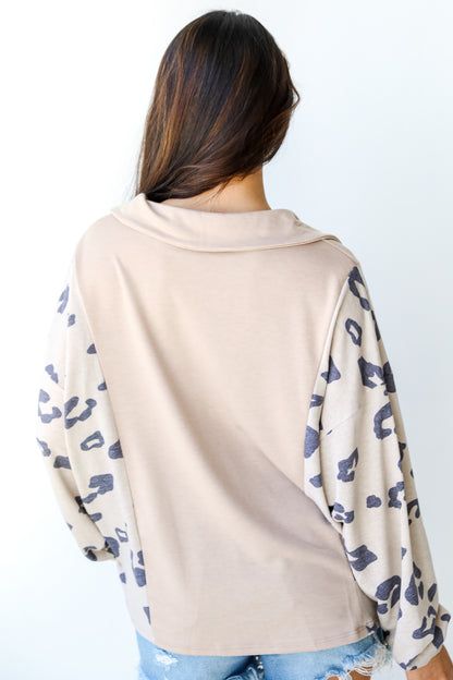 Leopard Collared Top back view