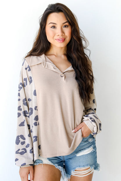 Leopard Collared Top
