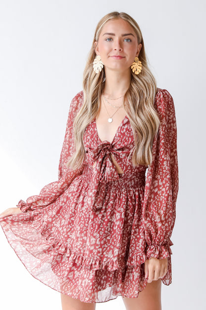 brown leopard dress front view