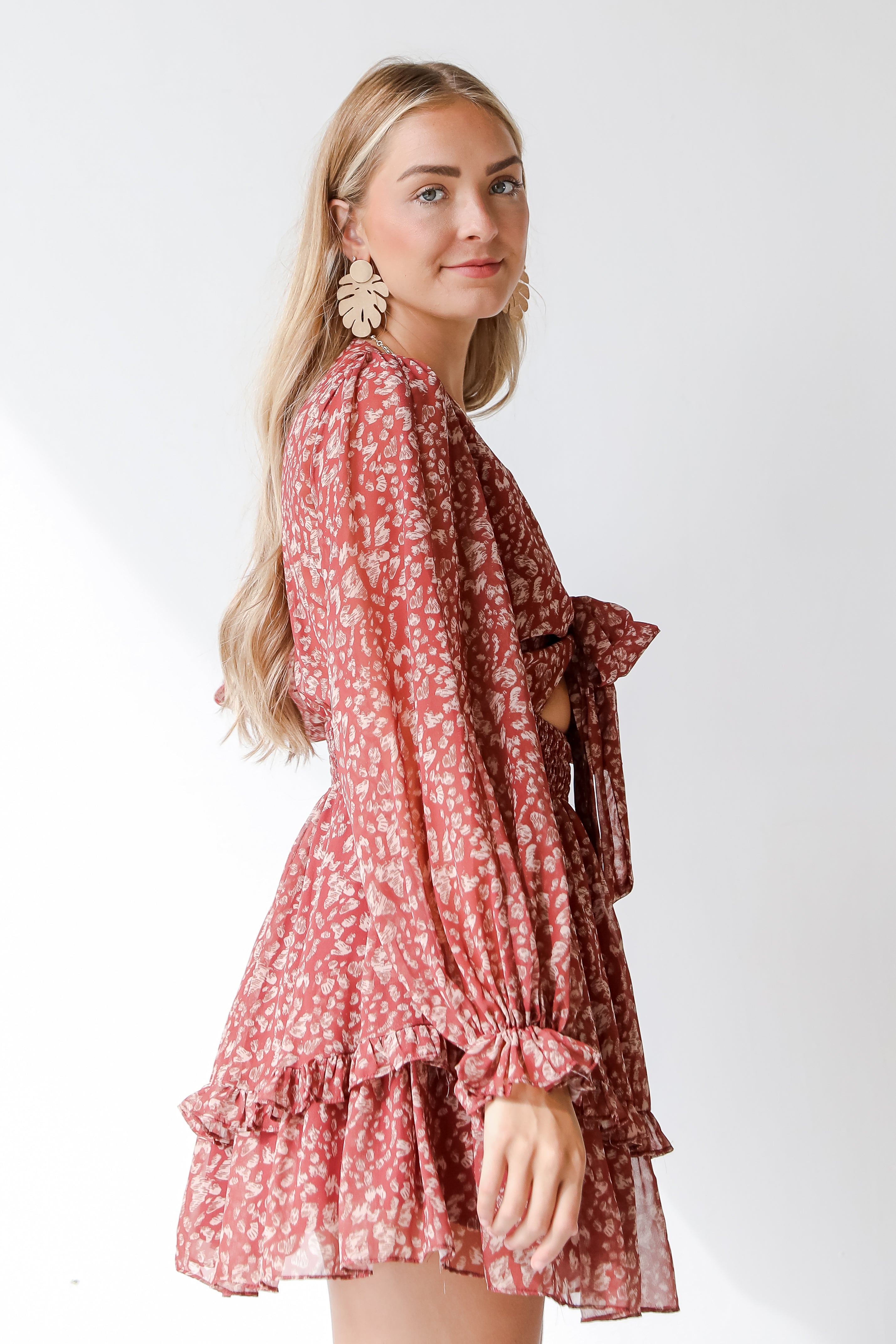 brown leopard dress side view