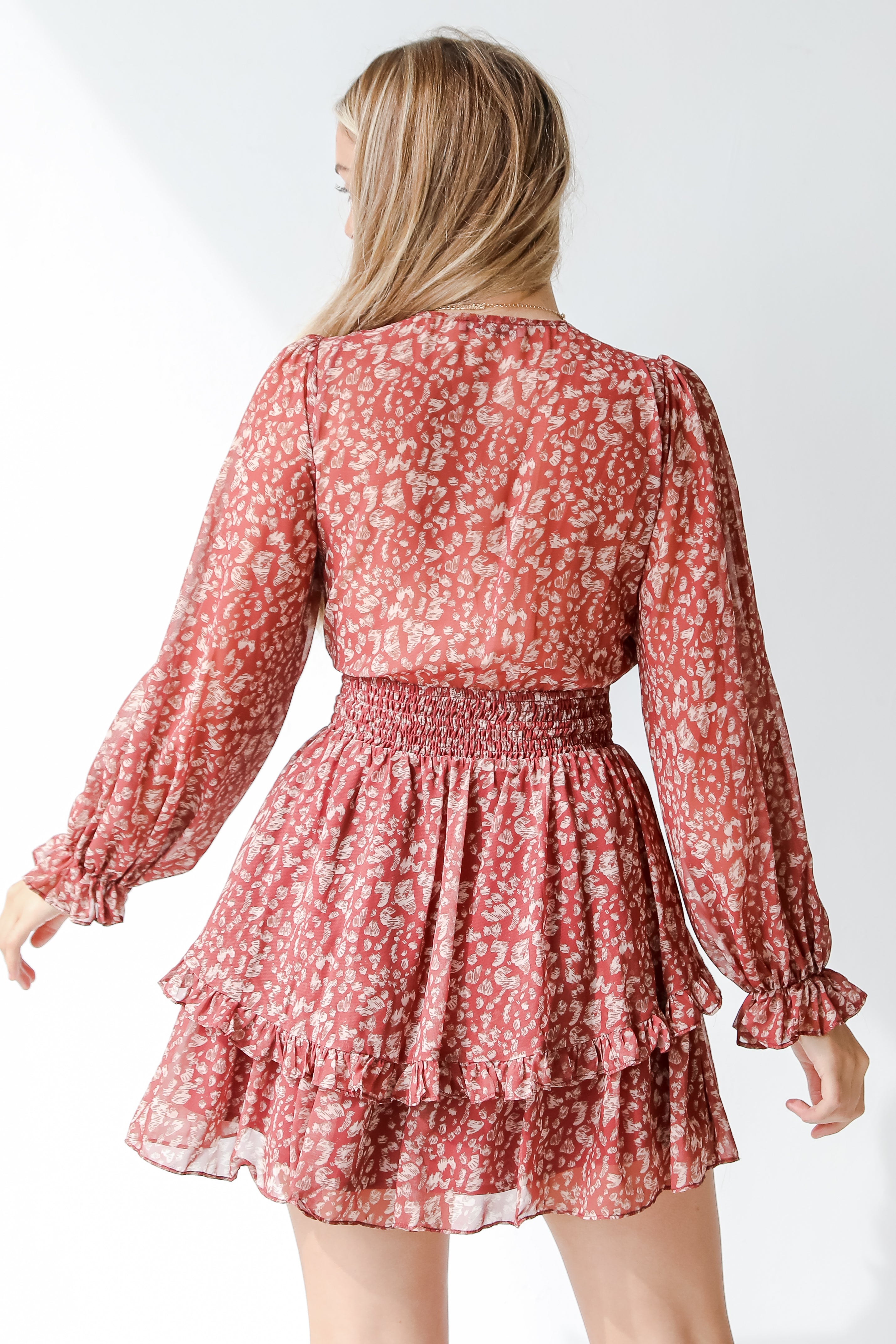 brown leopard dress back view