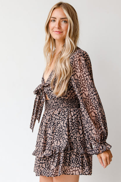 black leopard dress side view