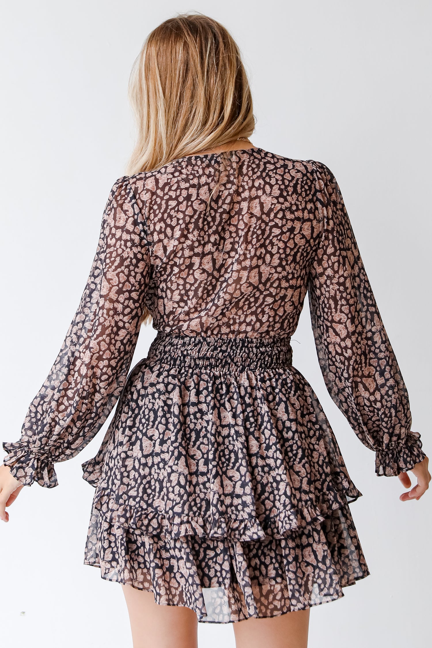 black leopard dress back view
