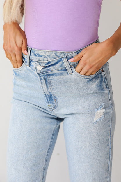 Asymmetrical Mom Jeans close up