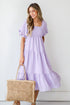 purple Tiered Midi Dress
