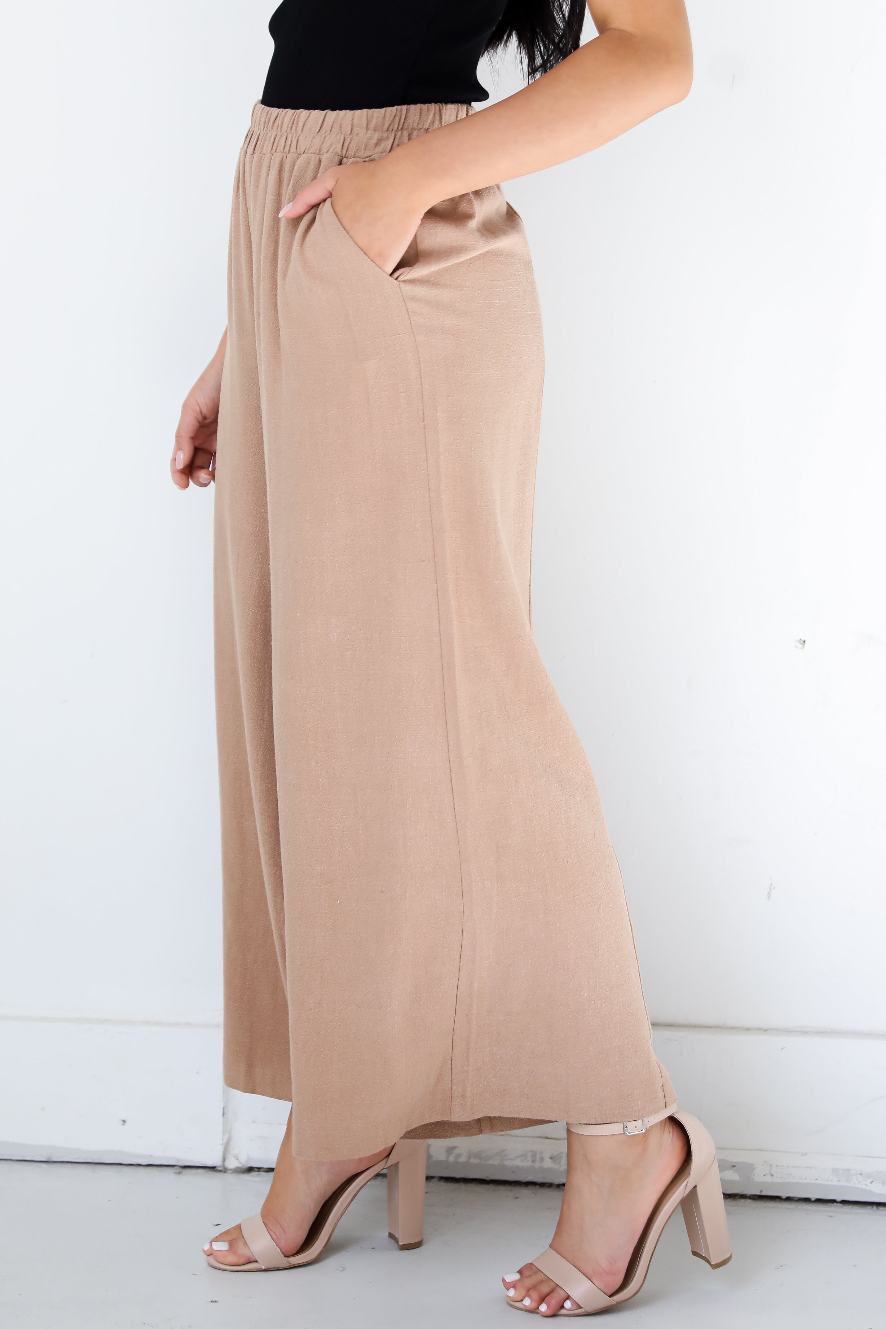 taupe Linen Pants side view